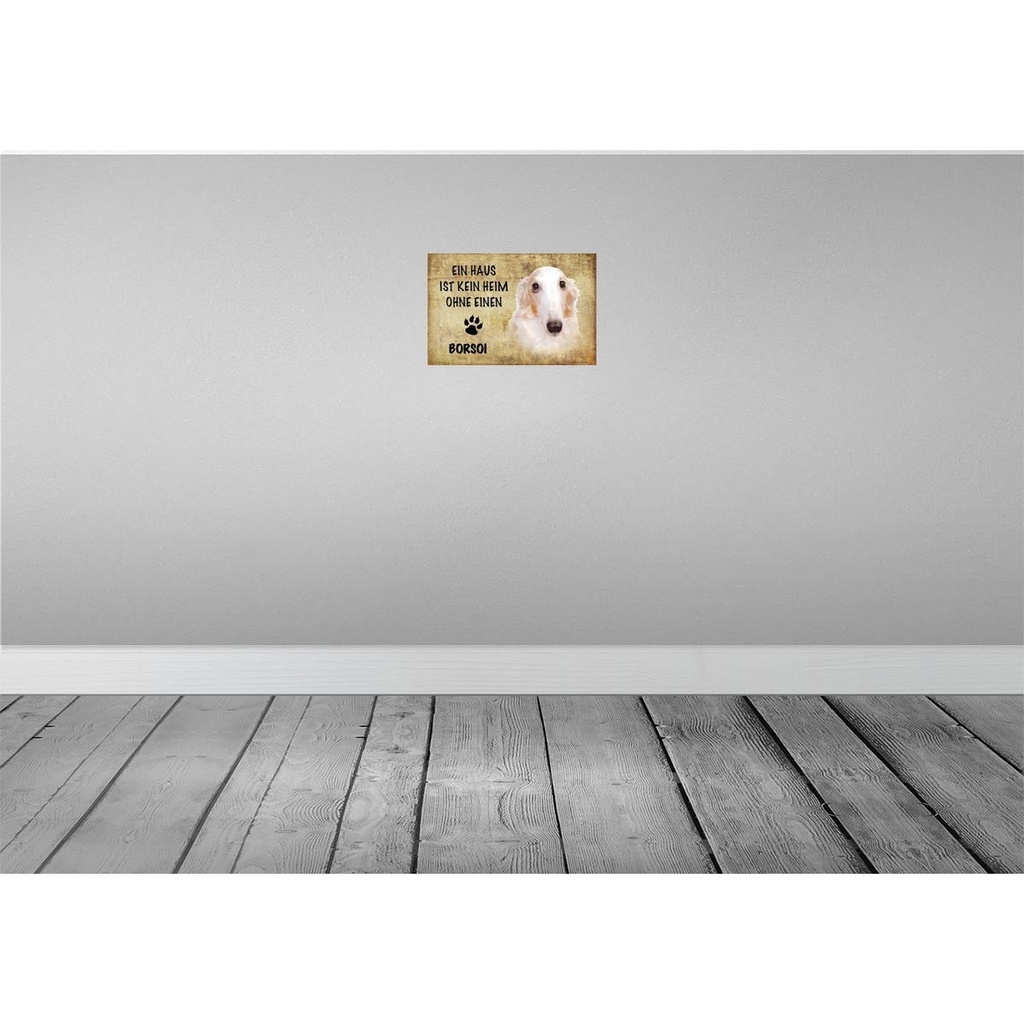 [LA-112767-2030] Blechschild 20x30 cm Borsoi Hund ohne kein Heim Tier Haustier Bild 2