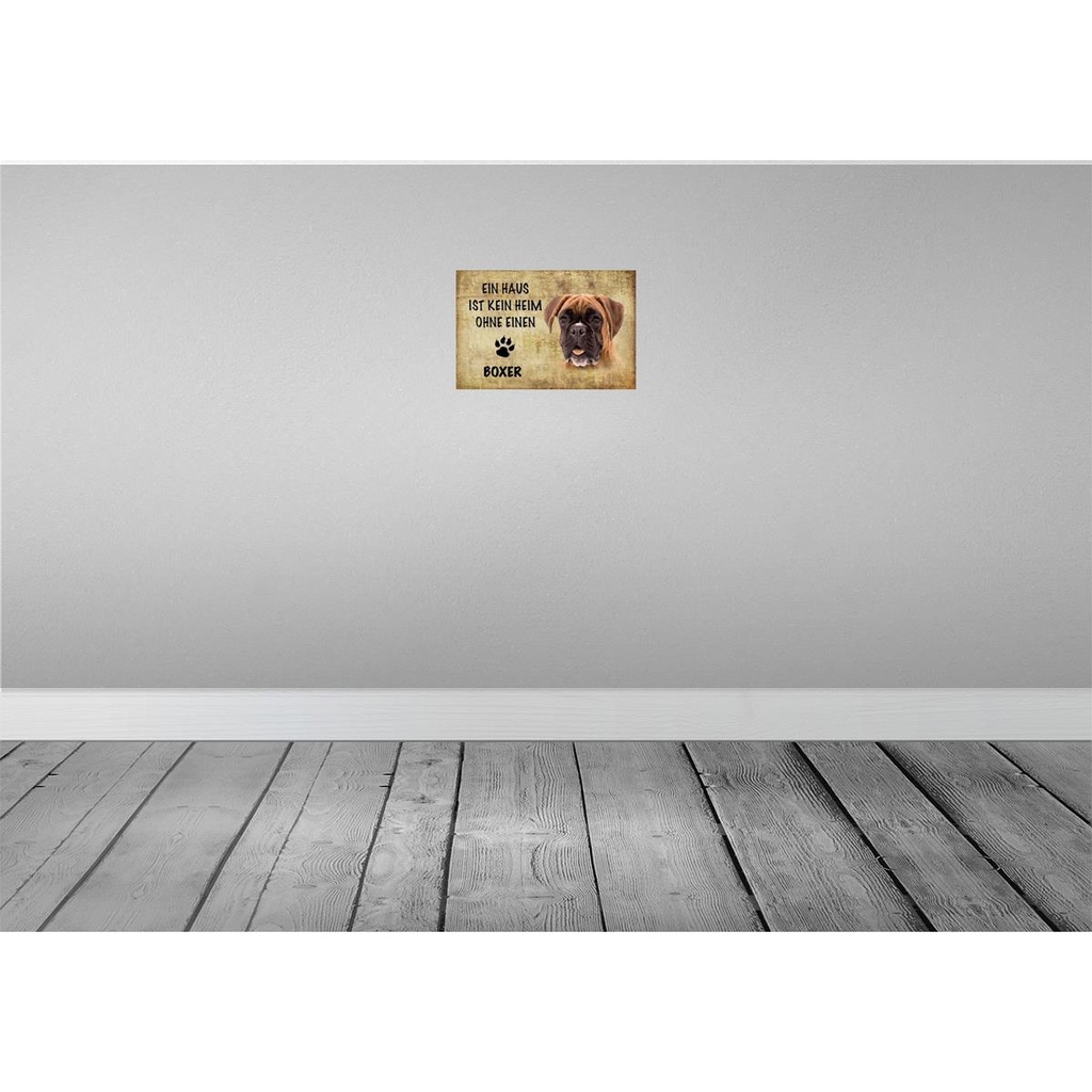 [LA-112772-H] Holzschild 20x30 cm Boxer Hund ohne kein Heim Tier Haustier Bild 2