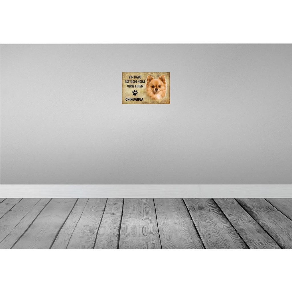 [LA-112773-H] Holzschild 20x30 cm Chihuahua Hund ohne kein Heim Tier Haustier Bild 2