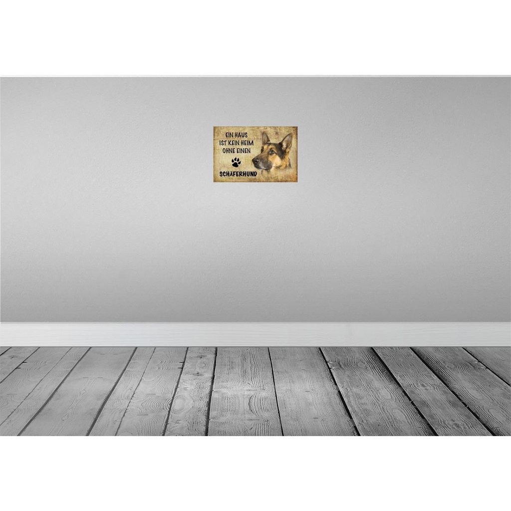 [LA-112792-H] Holzschild 20x30 cm Schäferhund Hund ohne kein Heim Tier Haustier Bild 2