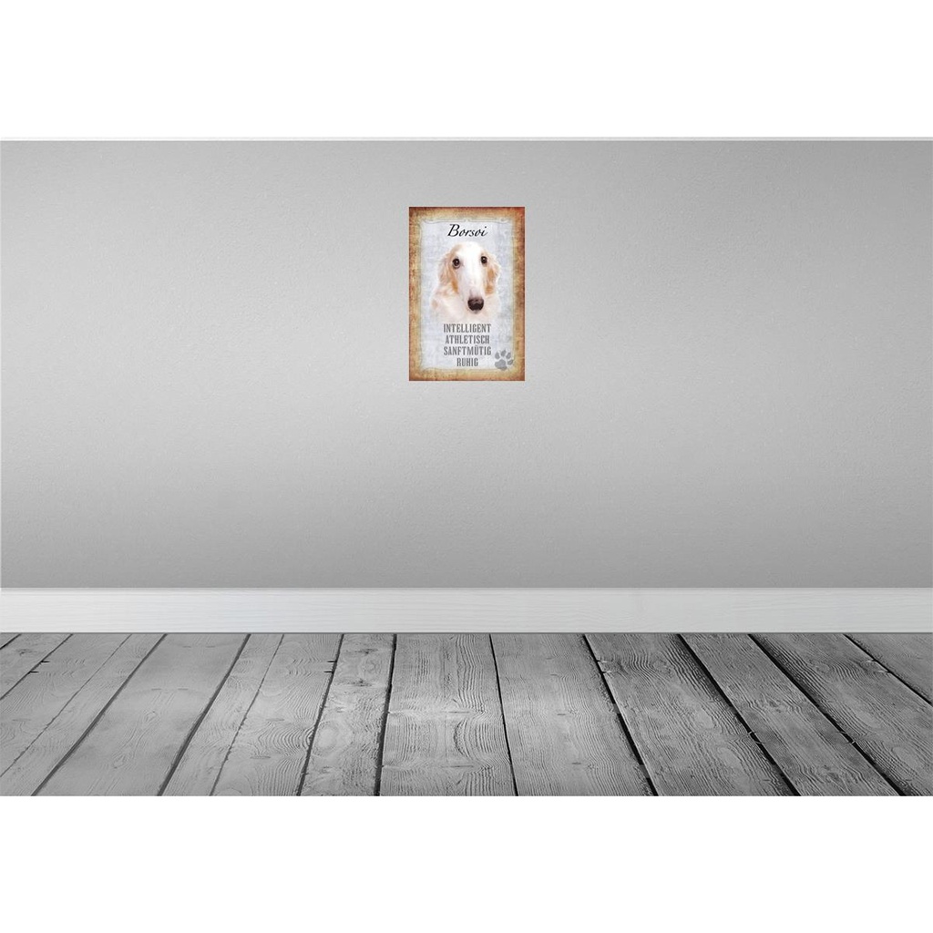 [LA-112808-2030] Blechschild 30x20 cm Borsoi Hund athletisch Bild 2