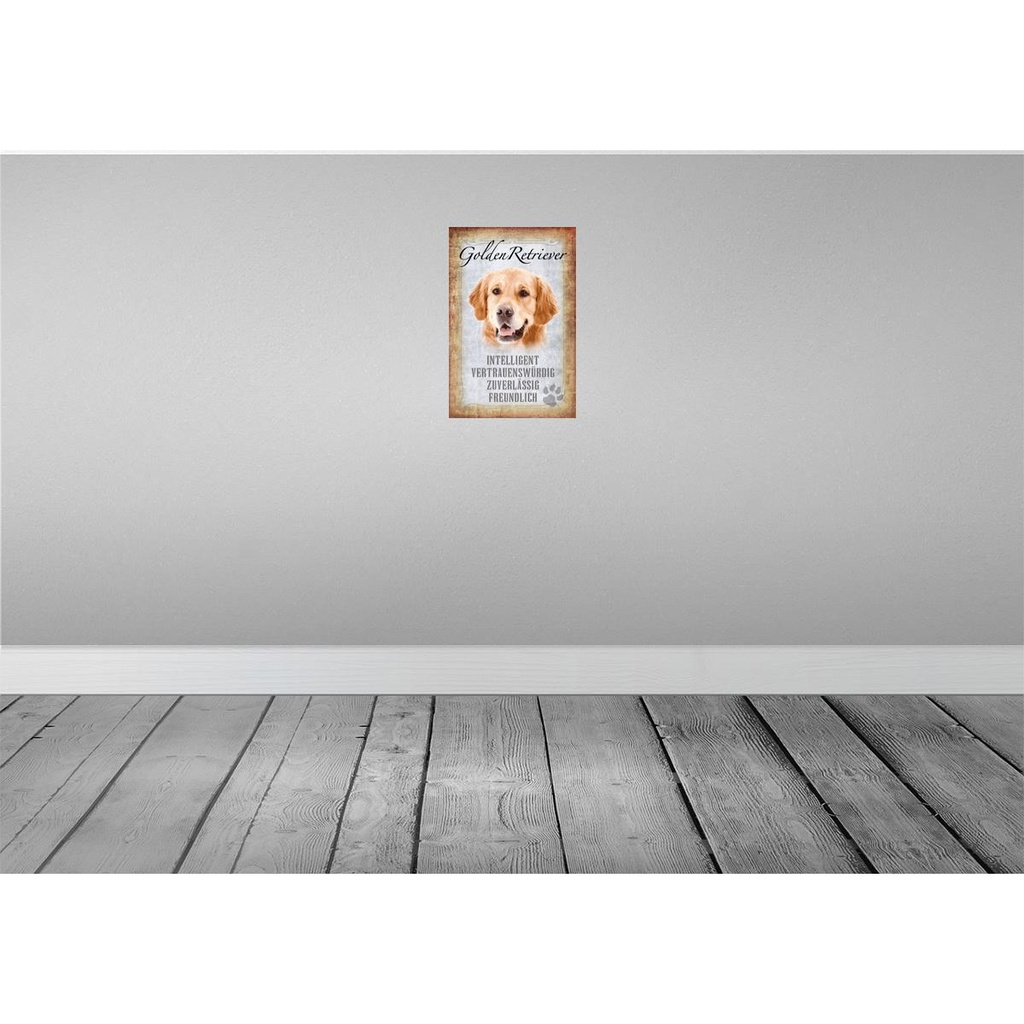 [LA-112819-2030] Blechschild 30x20 cm Golden Retriever Hund Tier Haustier Bild 2