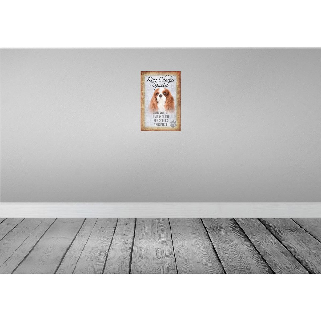 [LA-112823-2030] Blechschild 30x20 cm King Charles Spaniel Hund Tier Haustier Bild 2