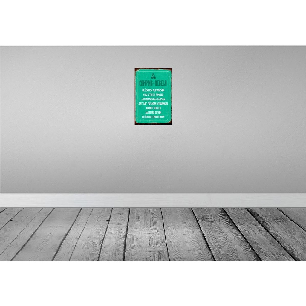 [LA-112903-2030] Blechschild 30x20 cm Camping Regeln Outdoor Spruch Zitat Bild 2