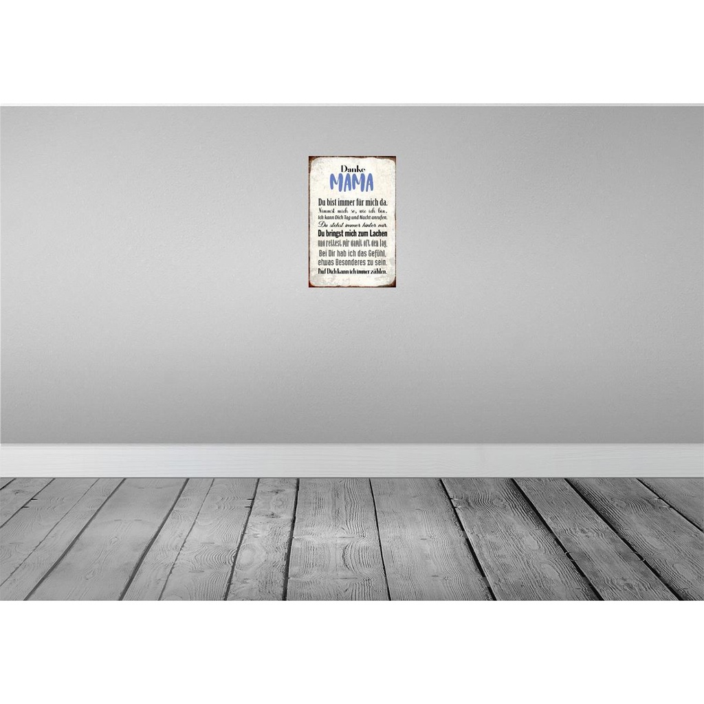 [LA-112910-2030] Blechschild 30x20 cm Danke Mama du bist für mich da Spruch Zitat Bild 2