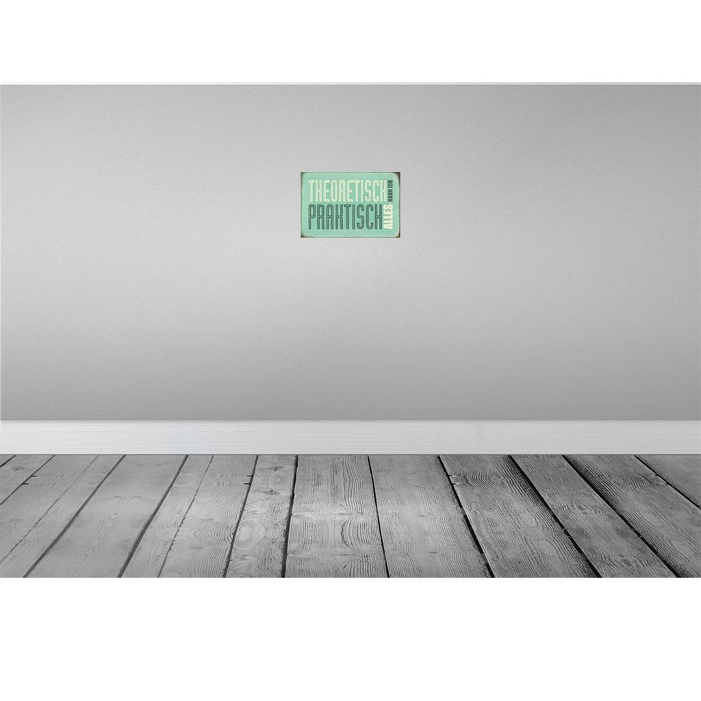 [LA-112923-2030] Blechschild 20x30 cm theoretisch praktisch kann alles Spruch Zitat Bild 2