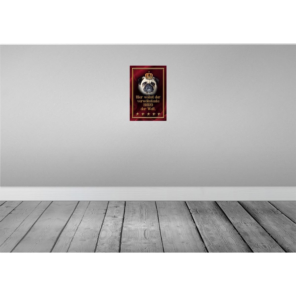 [LA-112932-H] Holzschild 30x20 cm hier wohnt Hund der Welt Tier Haustier Bild 2