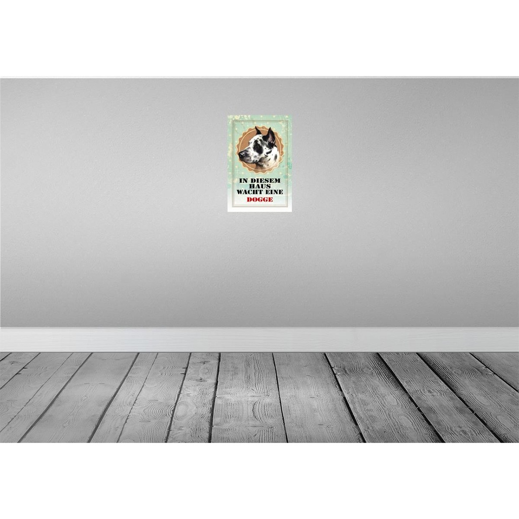 [LA-112939-H] Holzschild 30x20 cm Hund in diesem Haus wacht eine Dogge Tier Haustier Bild 2