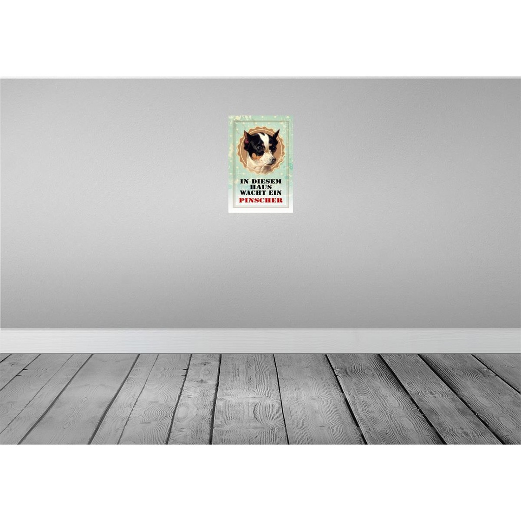 [LA-112940-2030] Blechschild 30x20 cm Hund in diesem Haus wacht Pinscher Tier Haustier Bild 2