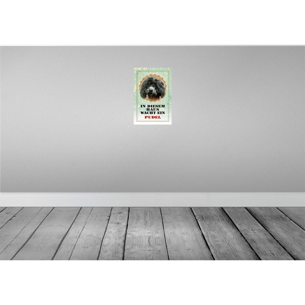 [LA-112941-H] Holzschild 30x20 cm Hund in diesem Haus wacht ein Pudel Tier Haustier Bild 2