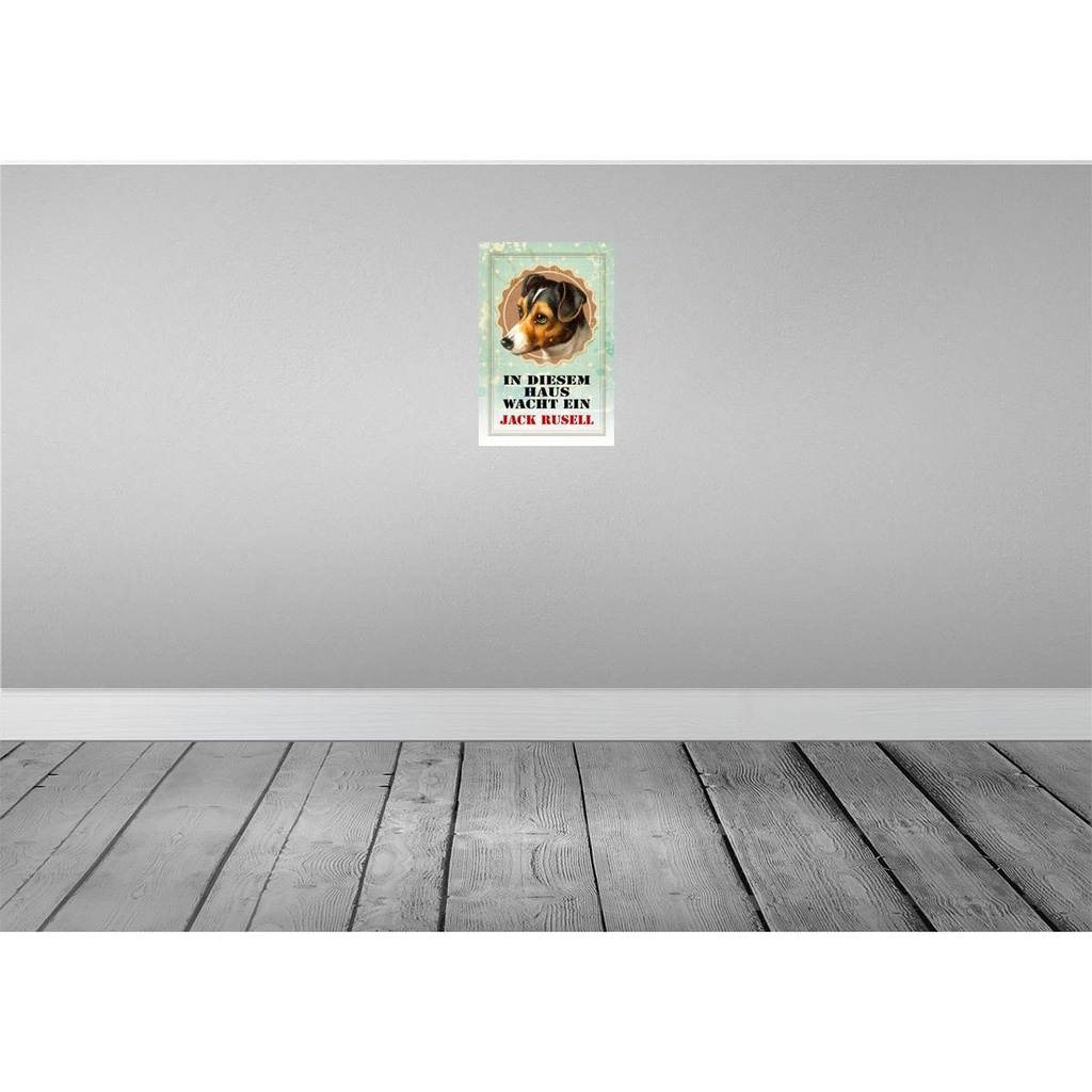 [LA-112944-H] Holzschild 30x20 cm Hund in diesem Haus wacht Jack Russel Tier Haustier Bild 2