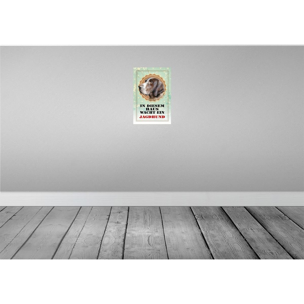 [LA-112945-H] Holzschild 30x20 cm Hund in diesem Haus wacht ein Jagdhund Tier Haustier Bild 2