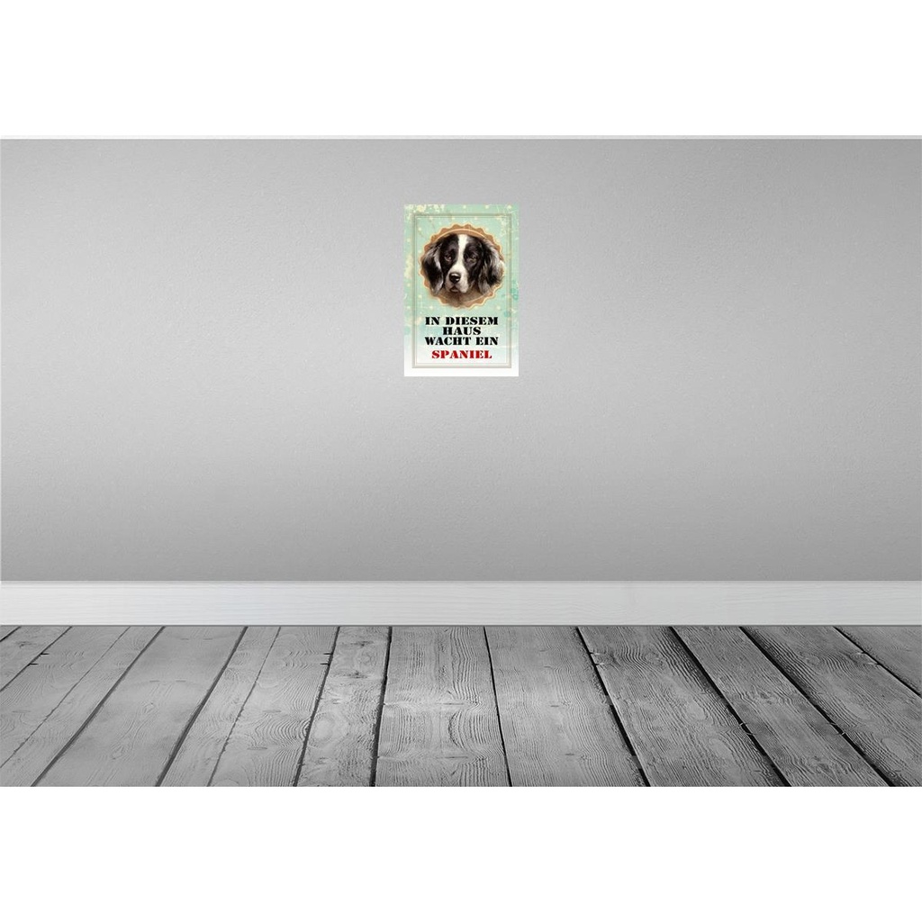 [LA-112946-H] Holzschild 30x20 cm Hund in diesem Haus wacht ein Spaniel Tier Haustier Bild 2