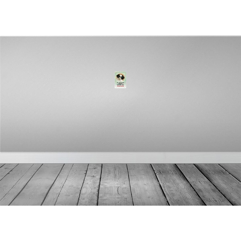 [LA-112951-1812] Blechschild 18x12 cm Hund in diesem Haus wacht Pekinese Tier Haustier Bild 2