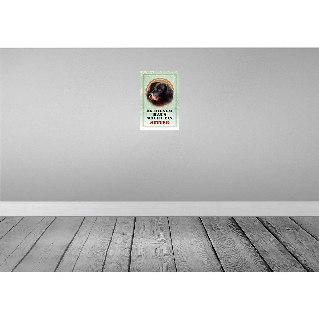 [LA-112953-2030] Blechschild 30x20 cm Hund in diesem Haus wacht ein Setter Tier Haustier Bild 2