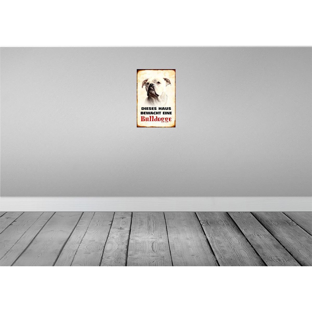 [LA-112956-H] Holzschild 30x20 cm Hund dieses Haus bewacht eine Bulldogge Tier Haustier Bild 2