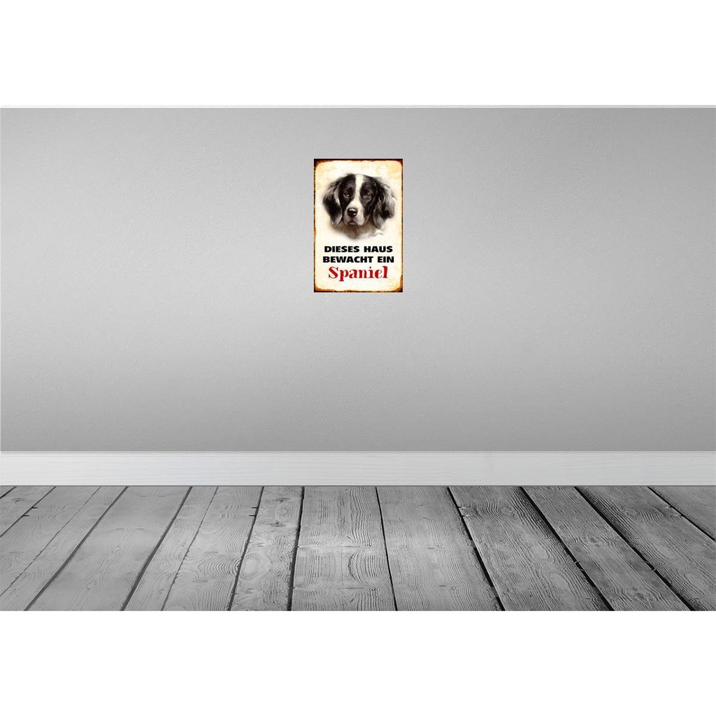 [LA-112967-2030] Blechschild 30x20 cm Hund dieses Haus bewacht ein Spaniel Tier Haustier Bild 2