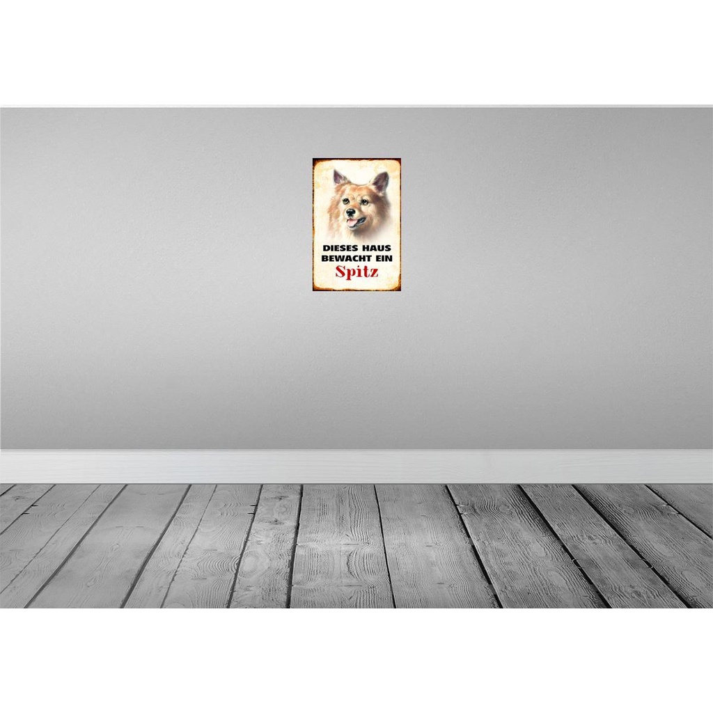 [LA-112970-H] Holzschild 30x20 cm Hund dieses Haus bewacht ein Spitz Tier Haustier Bild 2
