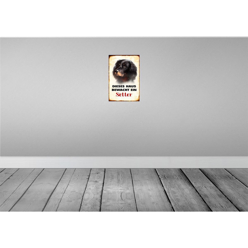 [LA-112973-2030] Blechschild 30x20 cm Hund dieses Haus bewacht ein Setter Tier Haustier Bild 2