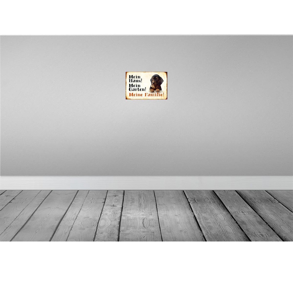 [LA-112976-2030] Blechschild 20x30 cm Hund Dackel mein Haus Garten Familie Tier Haustier Bild 2