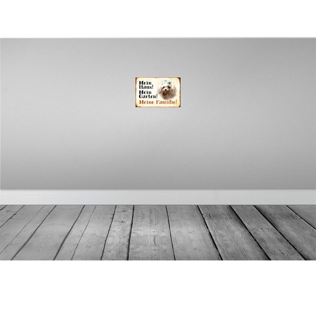 [LA-112977-2030] Blechschild 20x30 cm Hund Malteser mein Haus Garten Familie Tier Haustier Bild 2