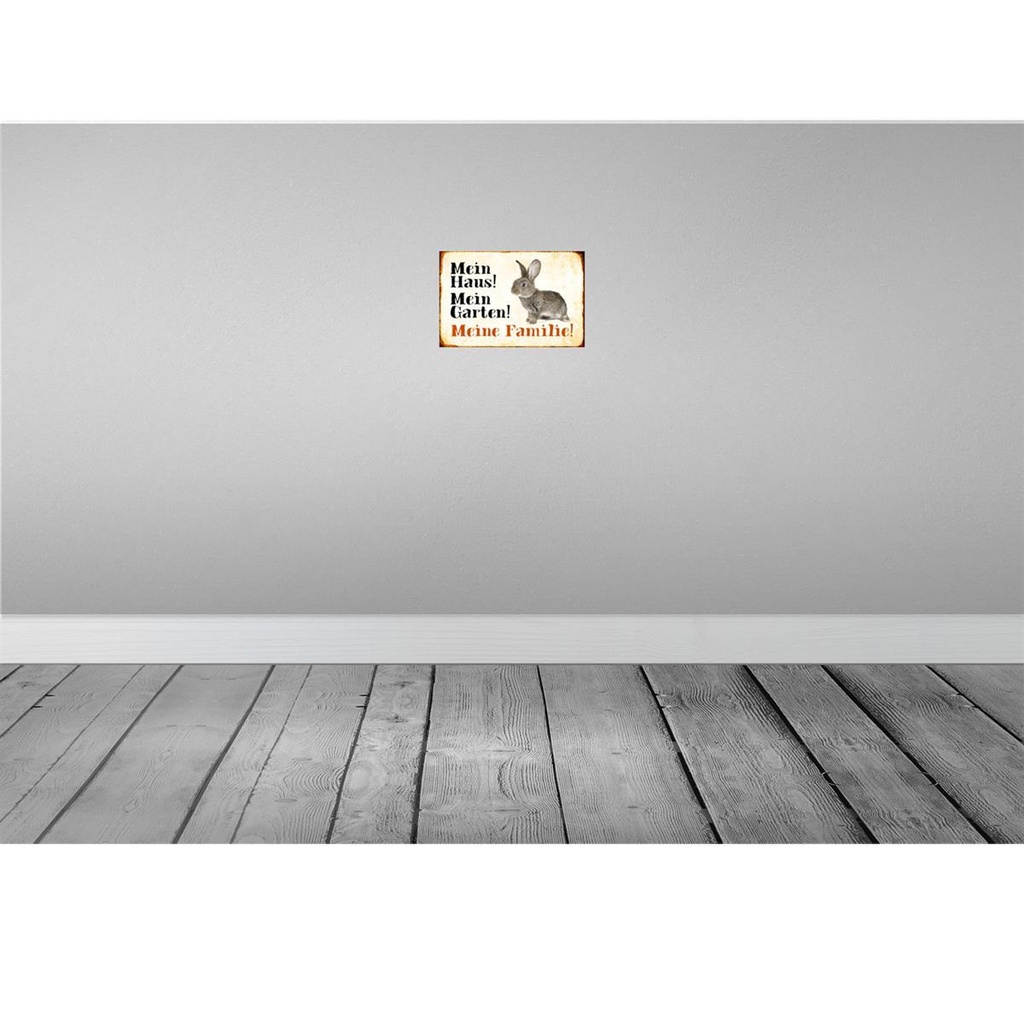 [LA-112987-2030] Blechschild 20x30 cm Tiere Hase mein Haus Garten Familie Tier Haustier Bild 2