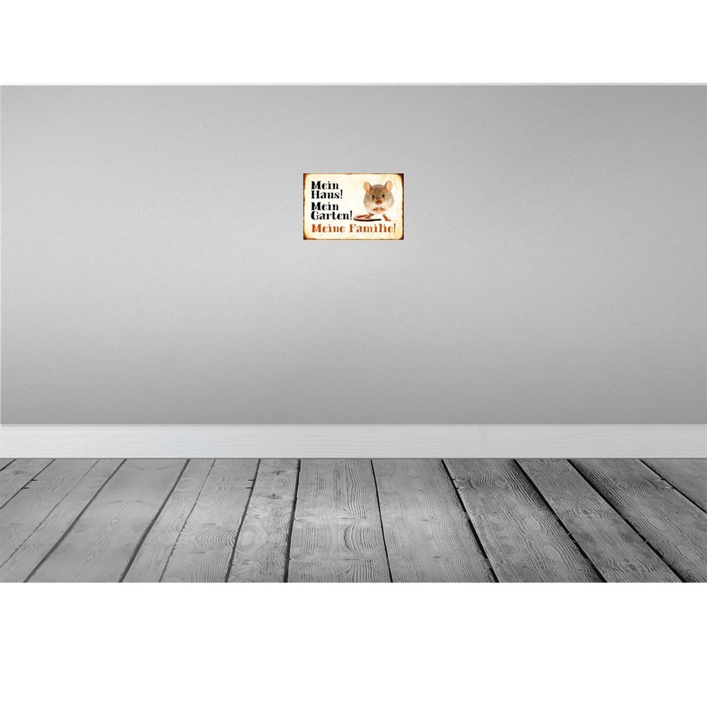 [LA-112988-2030] Blechschild 20x30 cm Tiere Maus mein Haus Garten Familie Tier Haustier Bild 2