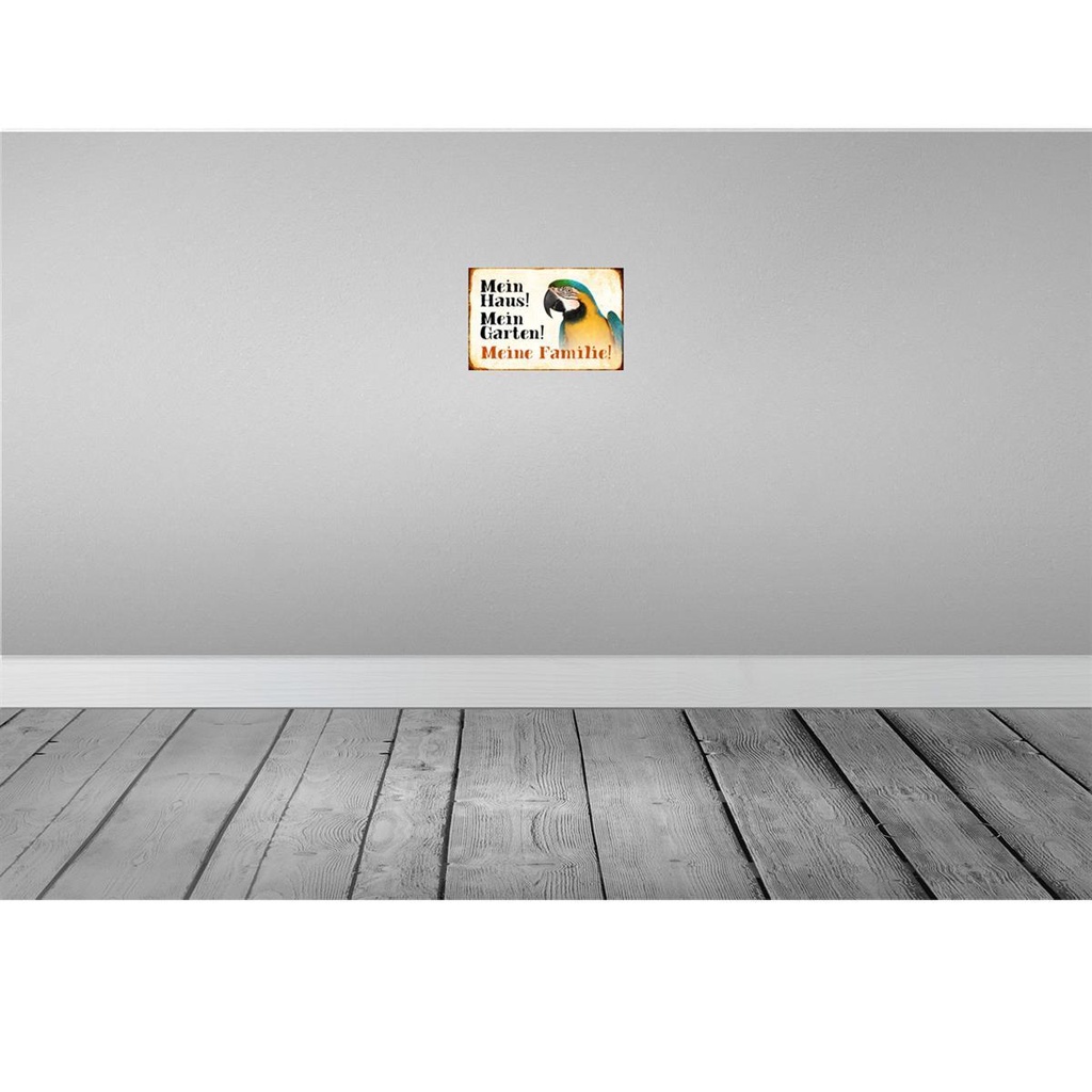 [LA-112992-2030] Blechschild 20x30 cm Tiere Papagei mein Haus Garten Familie Tier Haustier Bild 2