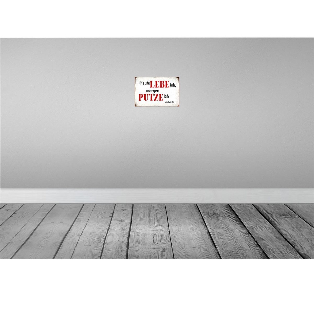 [LA-113015-H] Holzschild 20x30 cm heute lebe ich morgen putze Spruch Zitat Bild 2