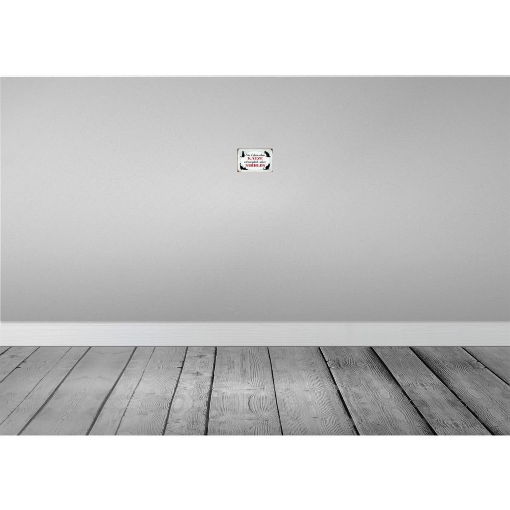 [LA-113030-1812] Blechschild 12x18 cm Leben ohne Katze sinnlos Tier Haustier Bild 2