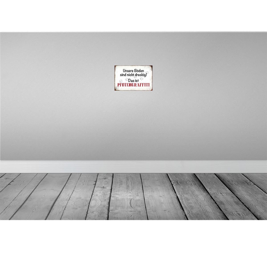 [LA-113033-2030] Blechschild 20x30 cm Hund Boden Pfotengraffiti Tier Haustier Bild 2