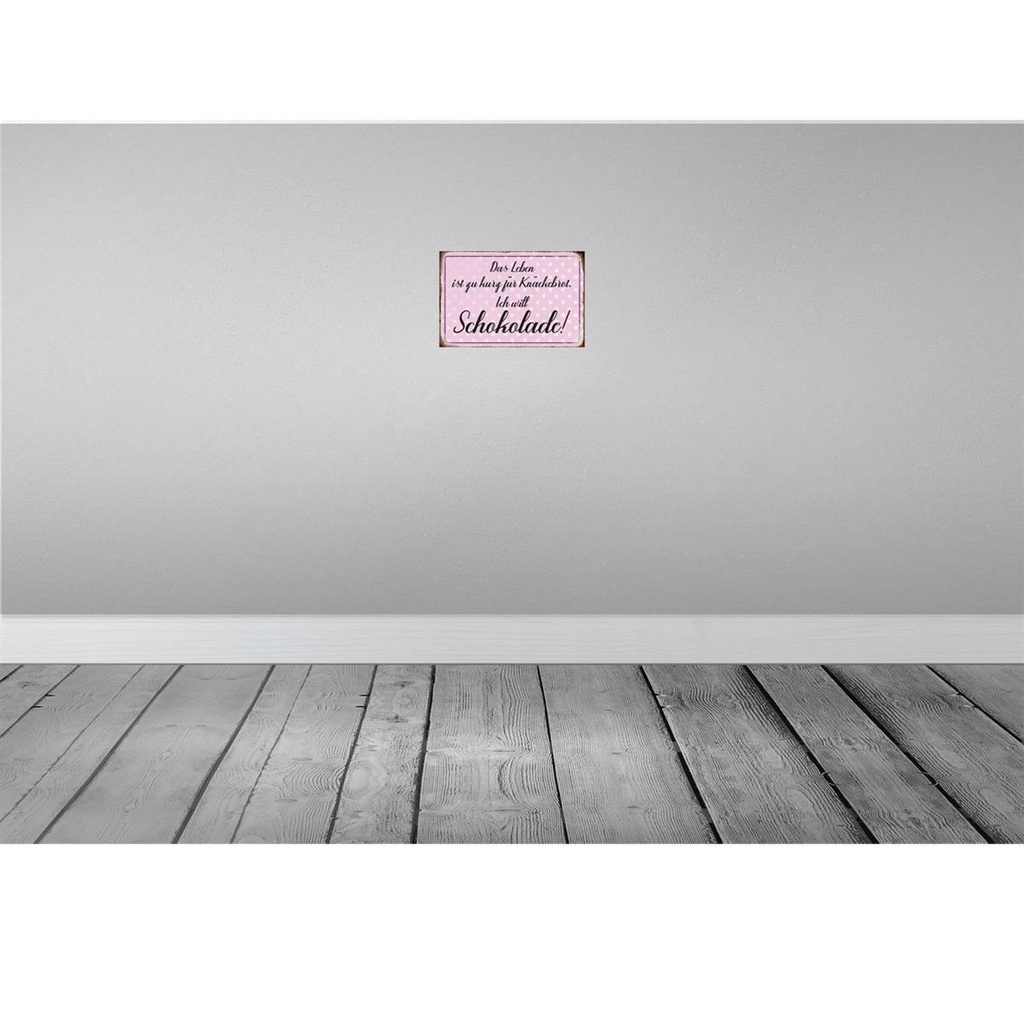 [LA-113039-H] Holzschild 20x30 cm Leben ist kurz will Schokolade Dekoration Bild 2