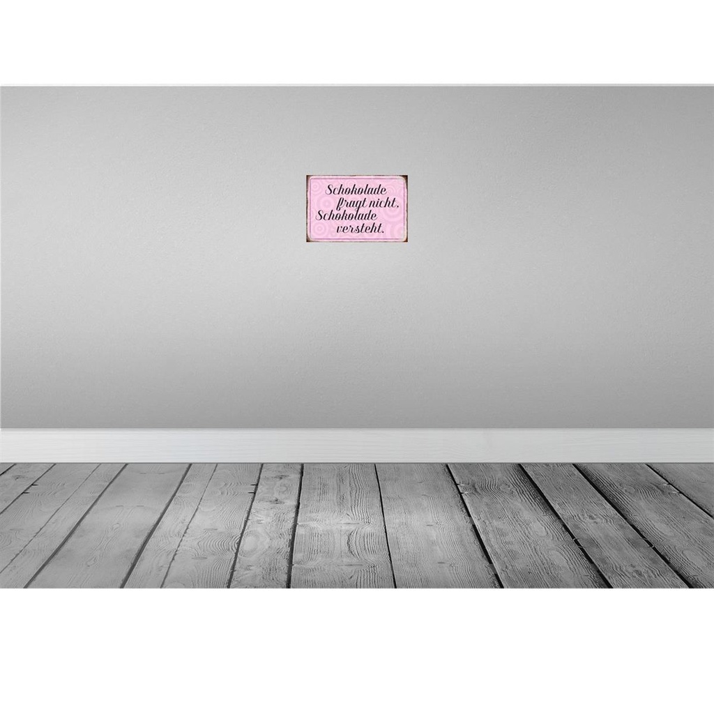 [LA-113042-H] Holzschild 20x30 cm Schokolade fragt nicht Essen Trinken Bild 2