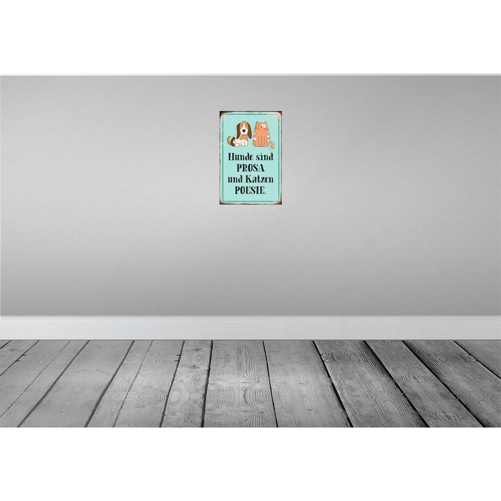 [LA-113063-H] Holzschild 30x20 cm Tiere Hunde sind Prosa Katzen Poesie Tier Haustier Bild 2