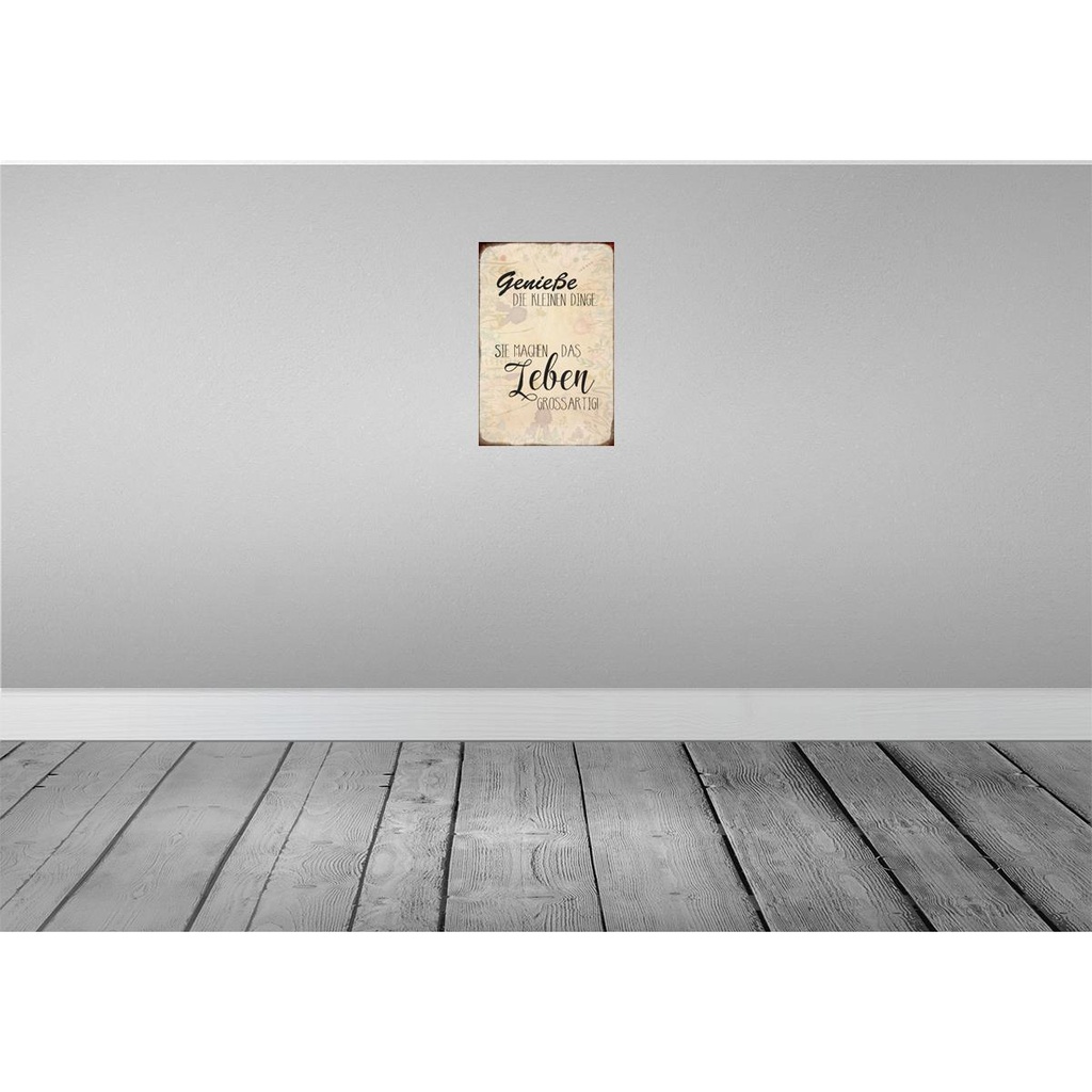 [LA-113085-H] Holzschild 30x20 cm genieße kleine Dinge Leben Spruch Zitat Bild 2