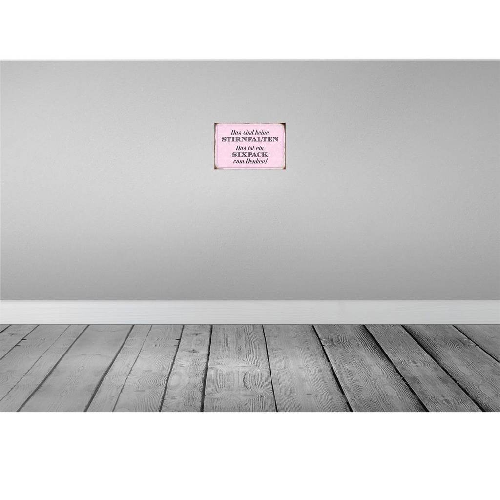 [LA-113088-2030] Blechschild 20x30 cm keine Stirnfalten ist Sixpack Dekoration Spruch Zitat Bild 2