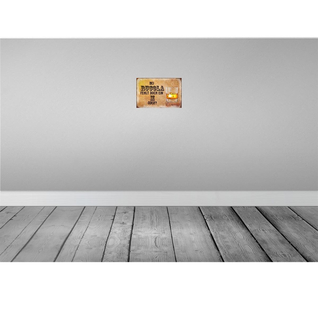 [LA-113090-2030] Blechschild 20x30 cm Alkohol bei Rucola fehlt doch ein M Spruch Zitat Bild 2