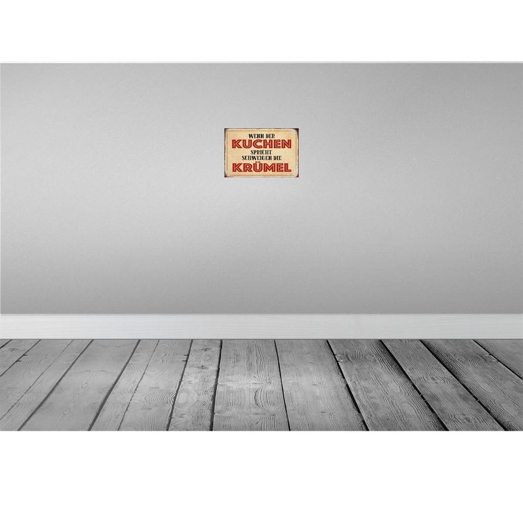 [LA-113103-H] Holzschild 20x30 cm wenn Kuchen spricht schweigen Küche Kochen Bild 2