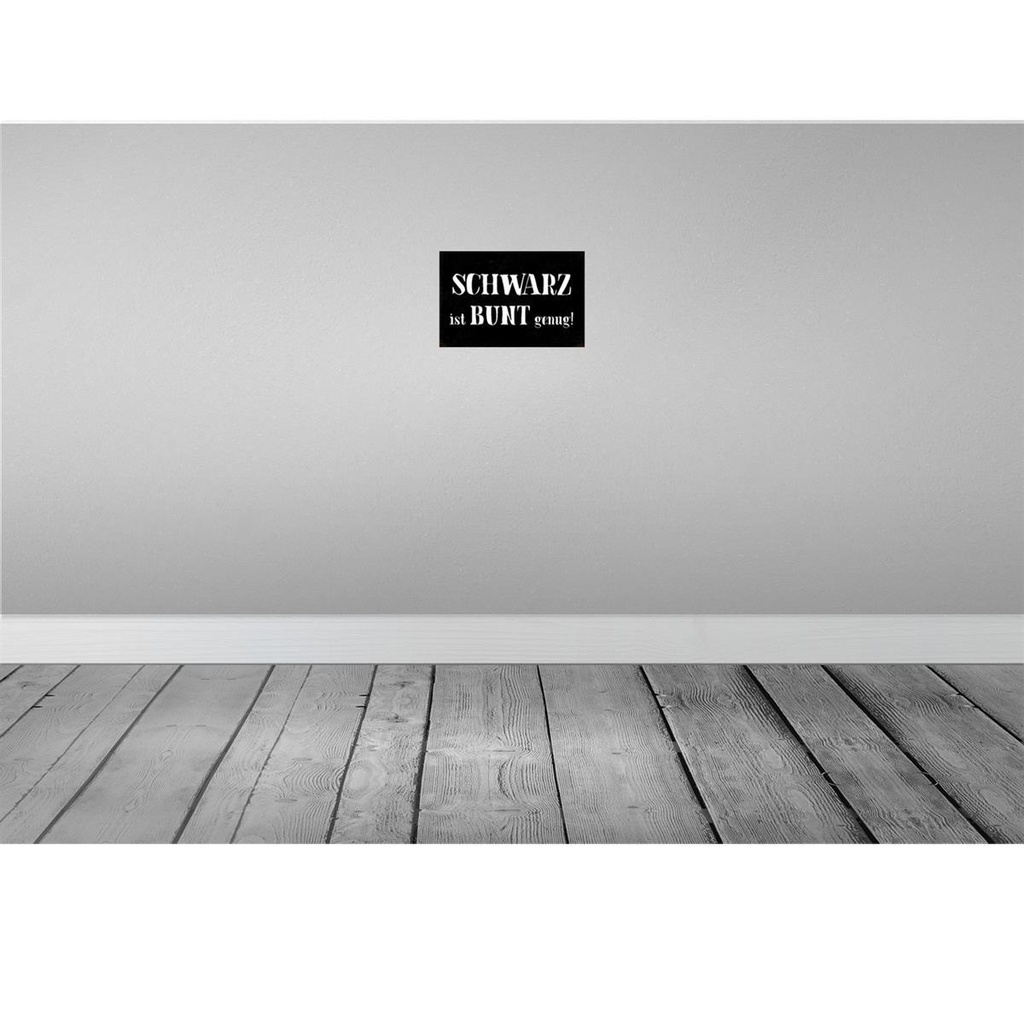 [LA-113105-2030] Blechschild 20x30 cm schwarz ist bunt genung Spruch Zitat Bild 2