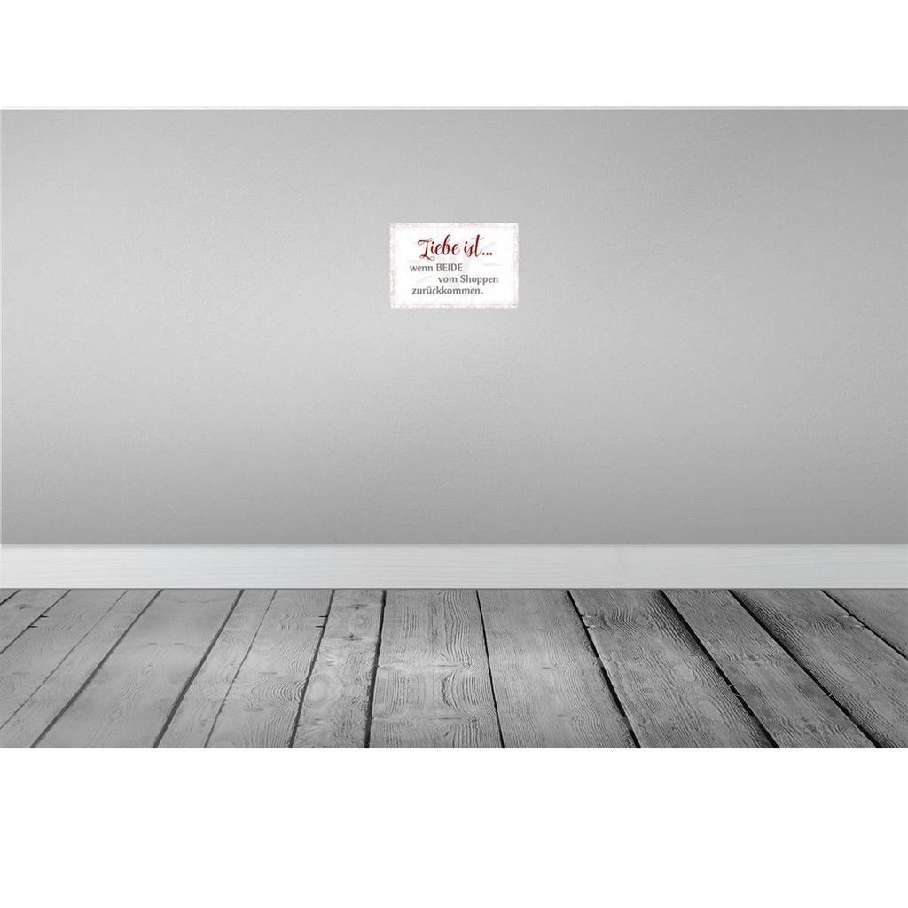 [LA-113117-2030] Blechschild 20x30 cm Leibe ist beide vom Shoppen Spruch Zitat Bild 2