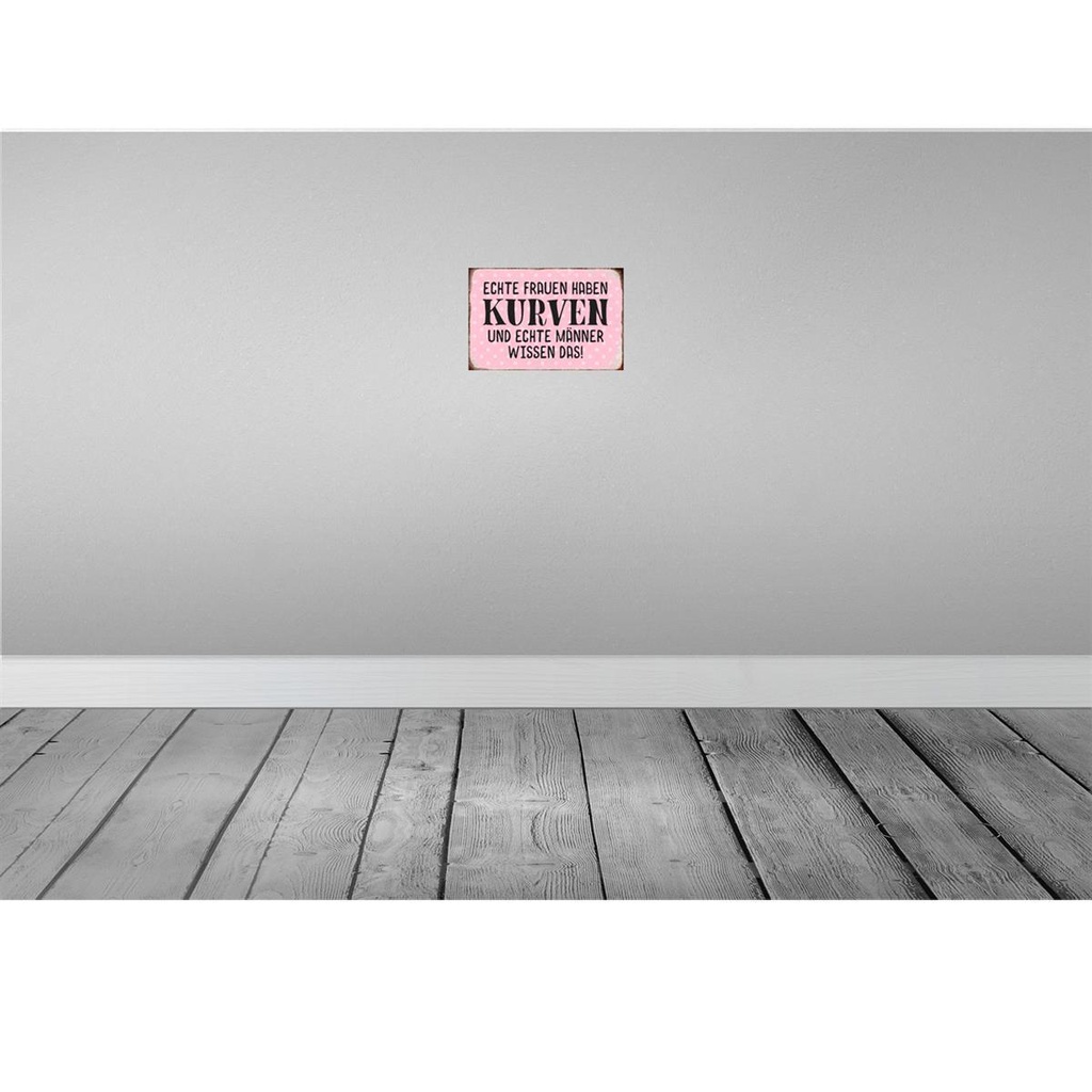 [LA-113179-H] Holzschild 20x30 cm echte Frauen haben Kurven Männer Spruch Zitat Bild 2