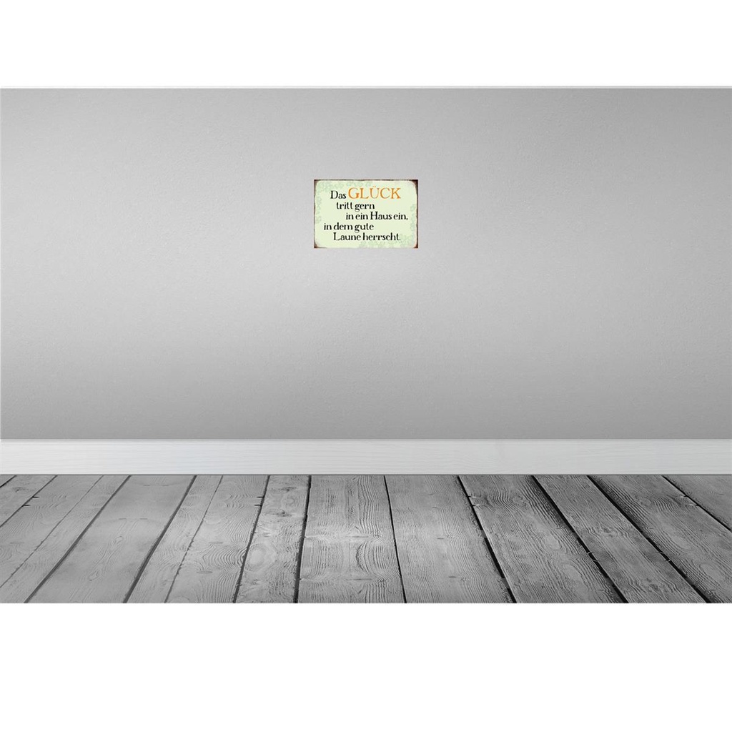 [LA-113204-2030] Blechschild 20x30 cm Glück tritt gern ein gute Laune Spruch Zitat Bild 2