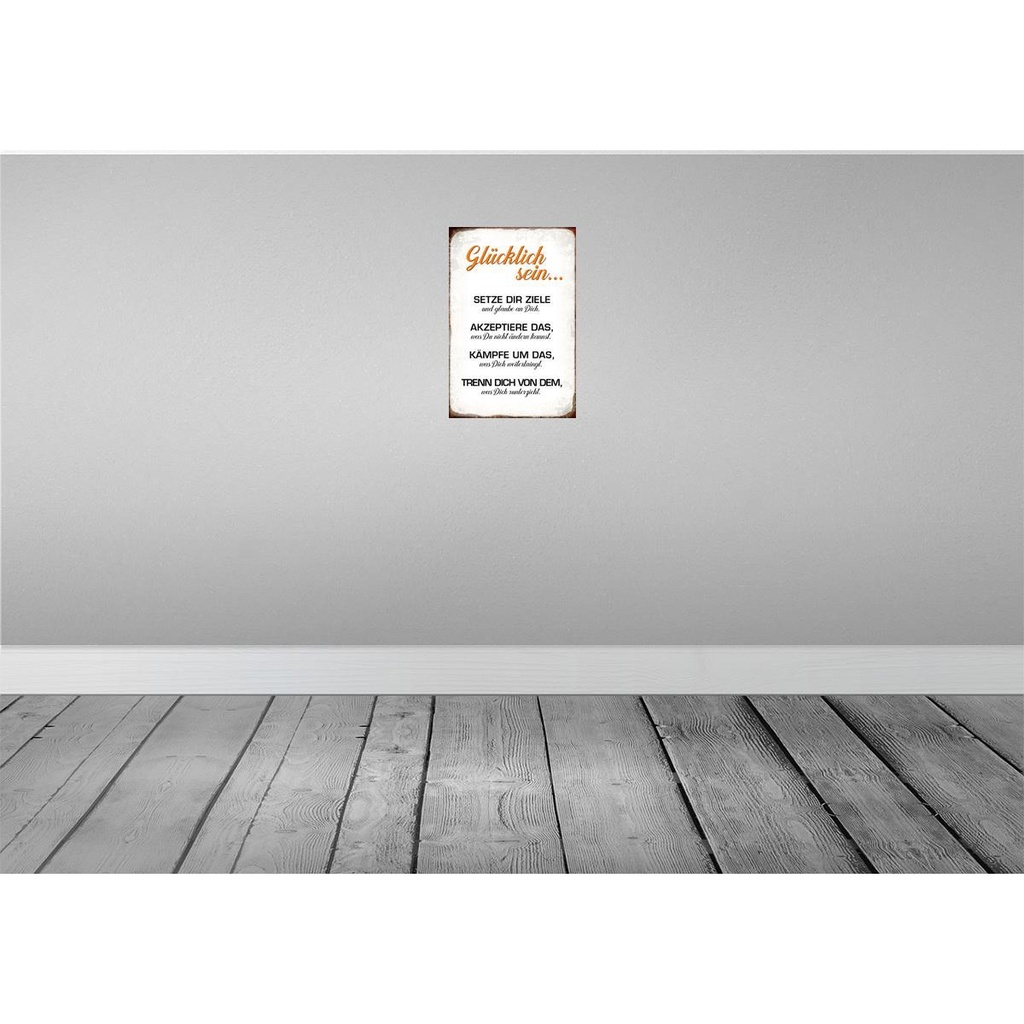[LA-113235-2030] Blechschild 30x20 cm glücklich sein glaube an dich Dekoration Spruch Zitat Bild 2