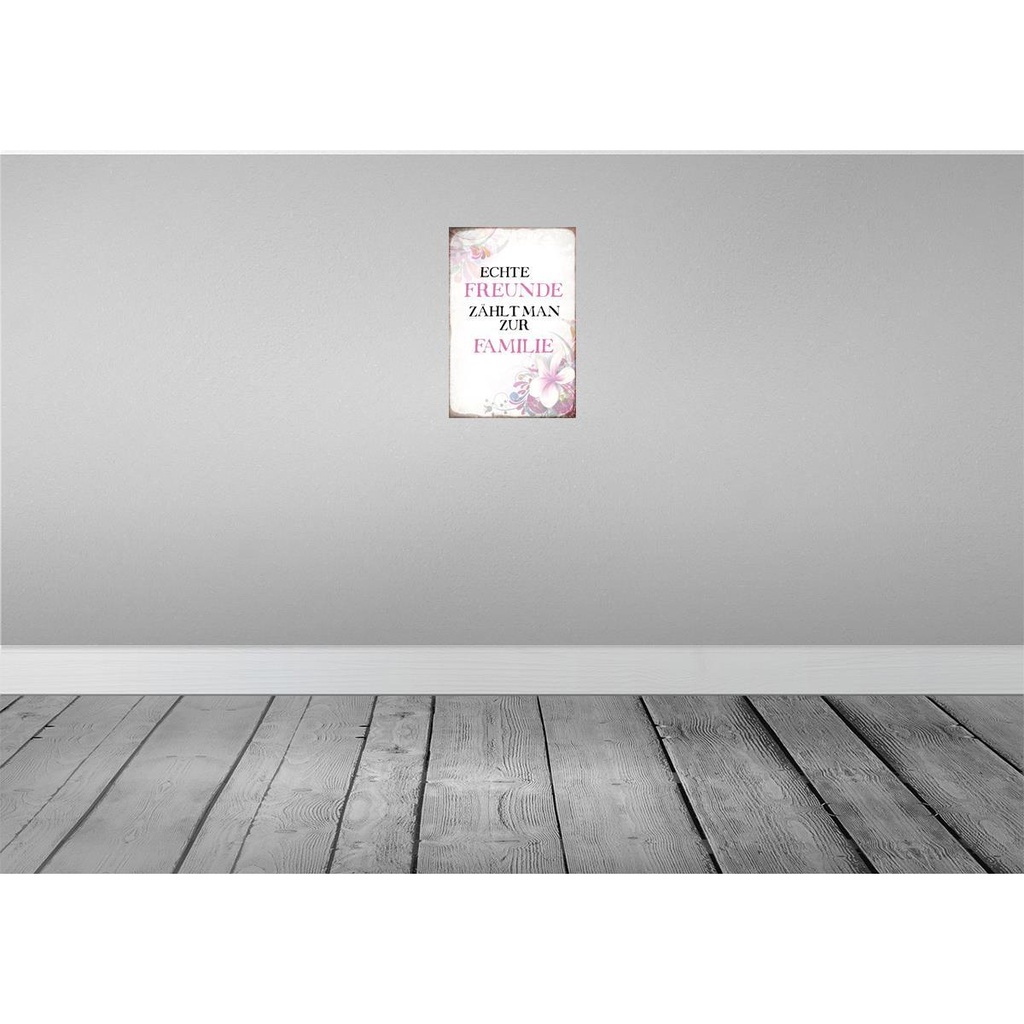 [LA-113241-2030] Blechschild 30x20 cm echte Freunde zählt zur Familie Spruch Zitat Bild 2