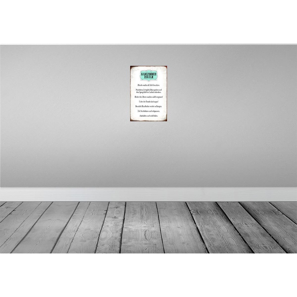 [LA-113242-2030] Blechschild 30x20 cm Badezimmer Regeln Hände waschen Spruch Zitat Bild 2