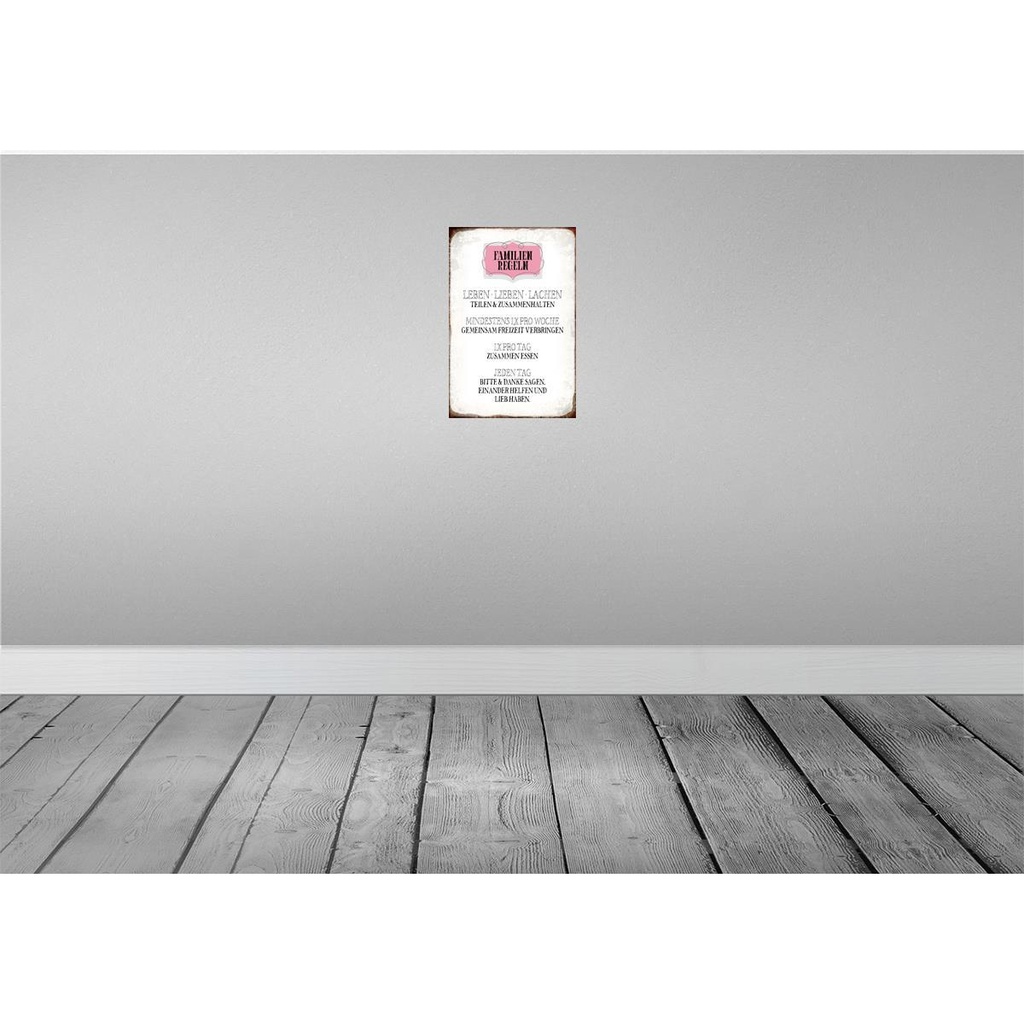 [LA-113249-2030] Blechschild 30x20 cm Familien Regeln leben lieben Familie Freunde Bild 2