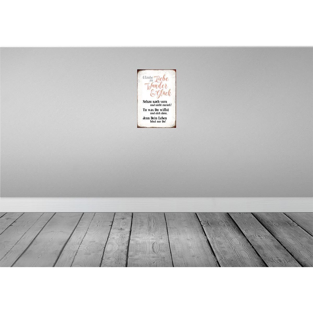 [LA-113281-2030] Blechschild 30x20 cm glaube an Liebe Wunder Glück Dekoration Bild 2