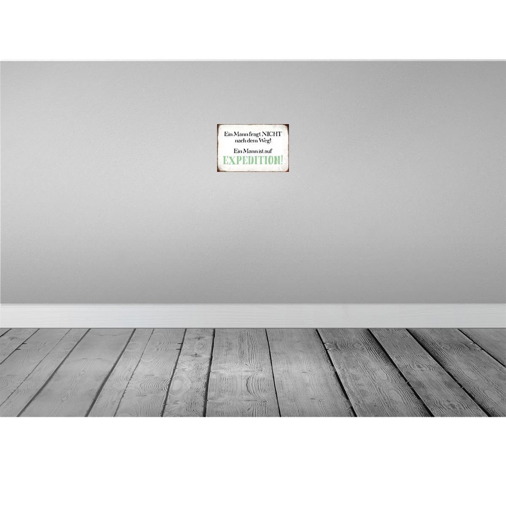 [LA-113317-H] Holzschild 20x30 cm Mann fragt nicht nach dem Weg Männer Frauen Bild 2
