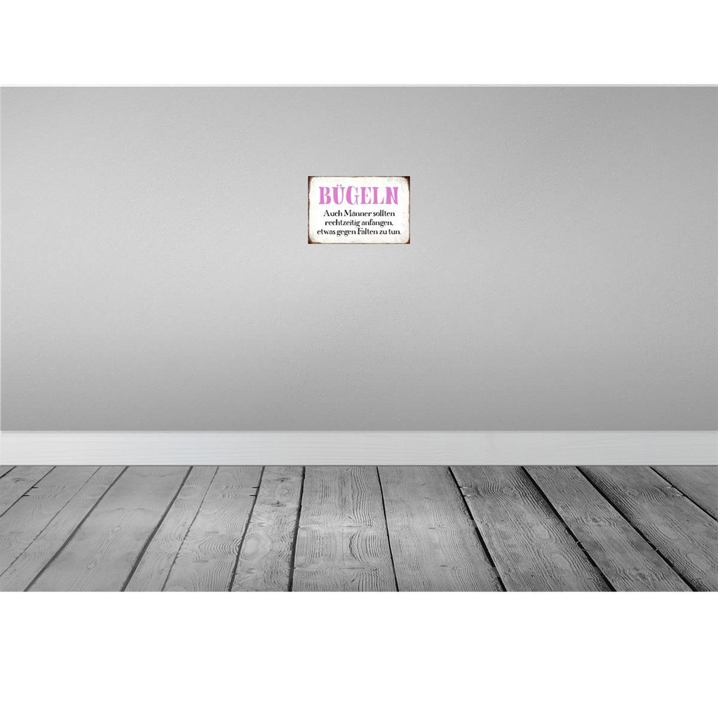 [LA-113322-H] Holzschild 20x30 cm Bügeln auch Männer sollten Spruch Zitat Bild 2