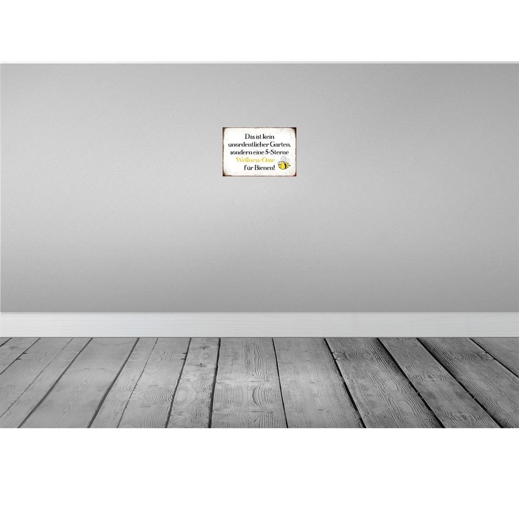 [LA-113342-2030] Blechschild 20x30 cm kein Garten Wellness Oase Biene Spruch Zitat Bild 2